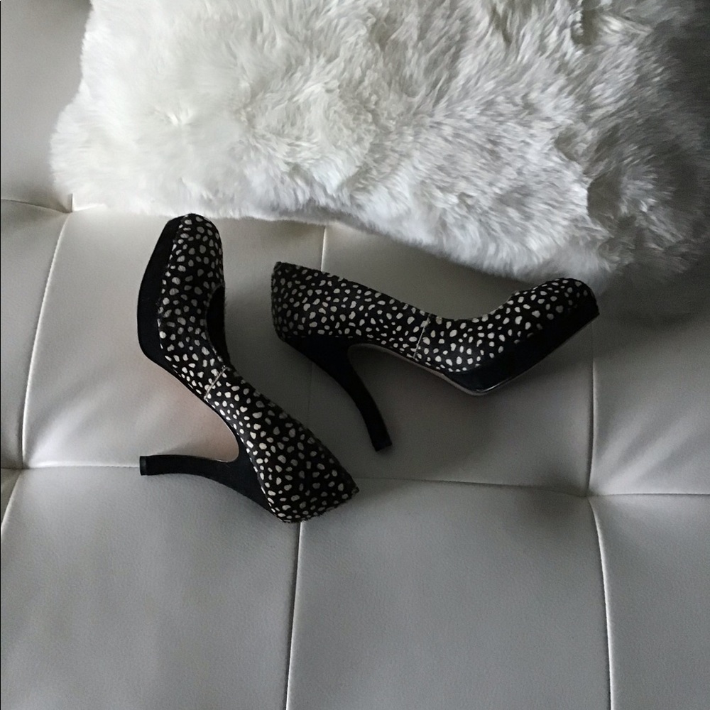 Cream & Black Cow Hide 5 Inch Heels